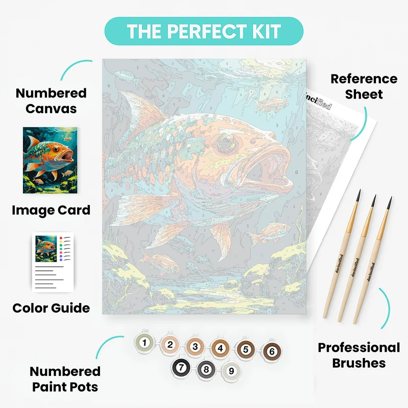 Vibrant Fish Underwater Scene - Paint by Numbers Kit