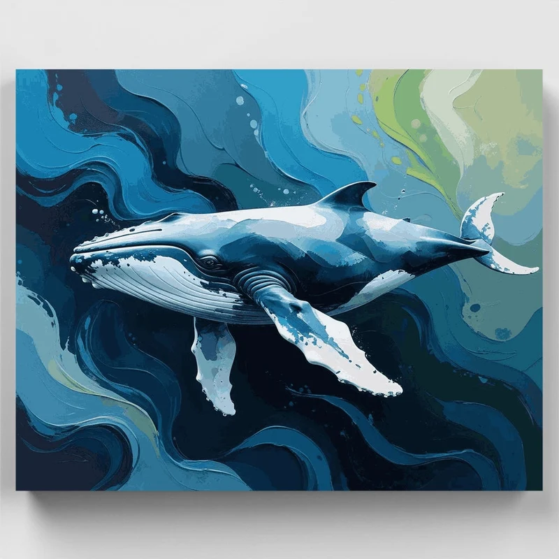 Majestic Humpback Whale in Ocean Currents - Paint by Numbers Kit