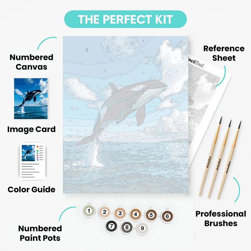 Orca Whale Breaching Ocean Waters - Paint by Numbers Kit
