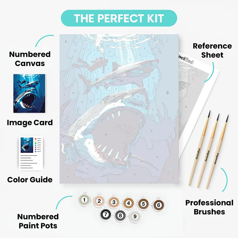 Underwater Shark Encounter - Paint by Numbers Kit