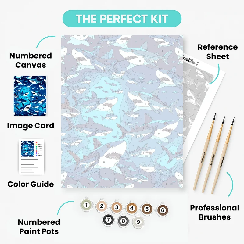 Shark Swarm Ocean Adventure - Paint by Numbers Kit