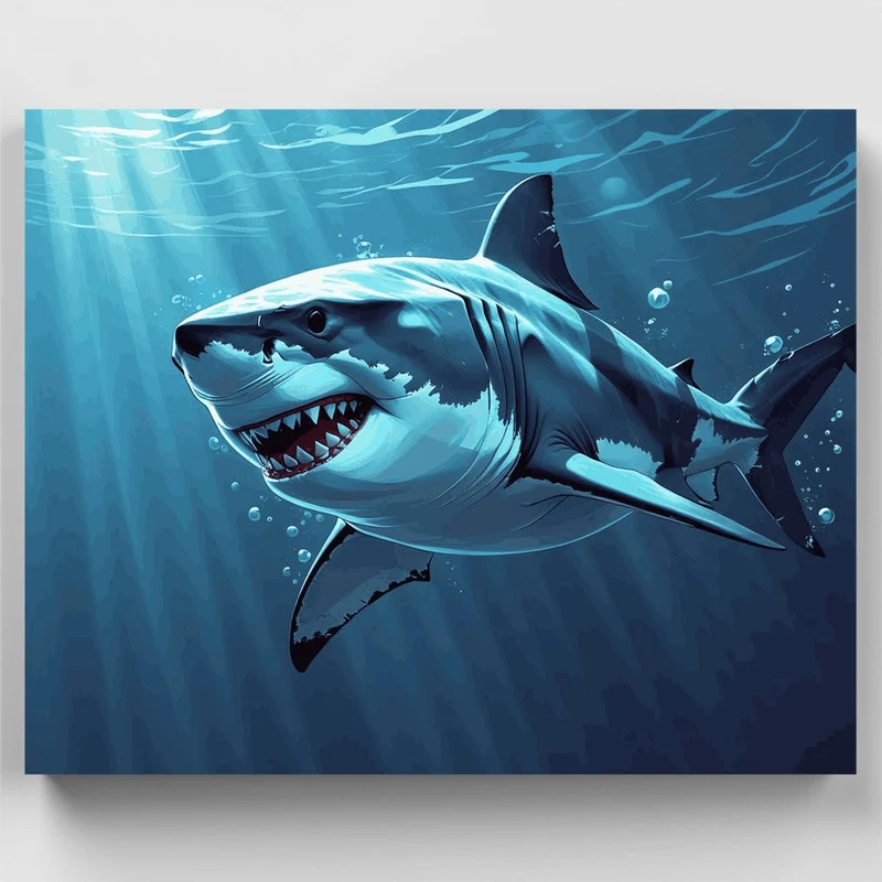 Great White Shark Underwater Adventure - Paint by Numbers Kit