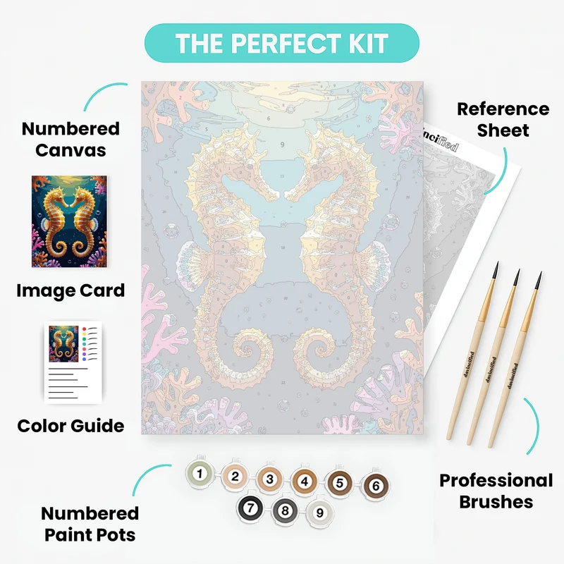 Seahorse Duo Underwater Paradise - Paint by Numbers Kit
