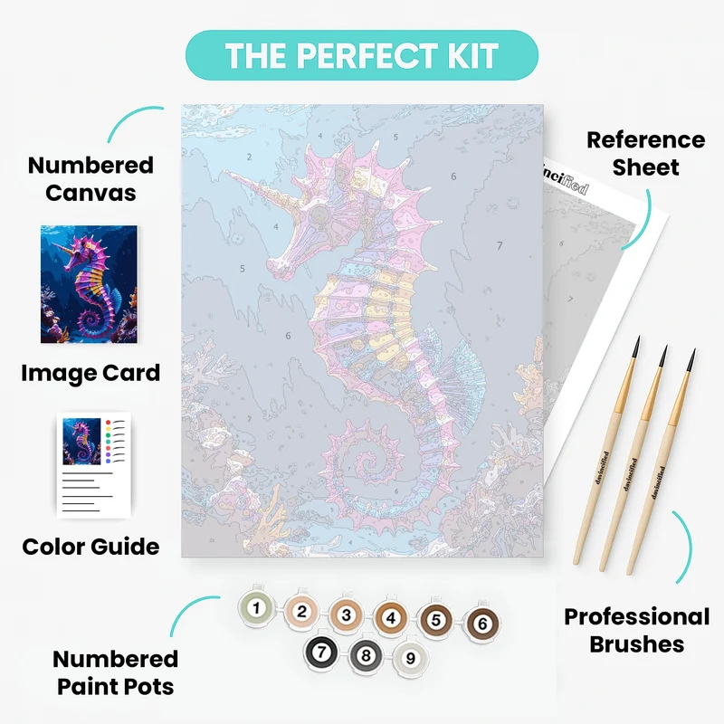Majestic Seahorse Unicorn Fantasy - Paint by Numbers Kit