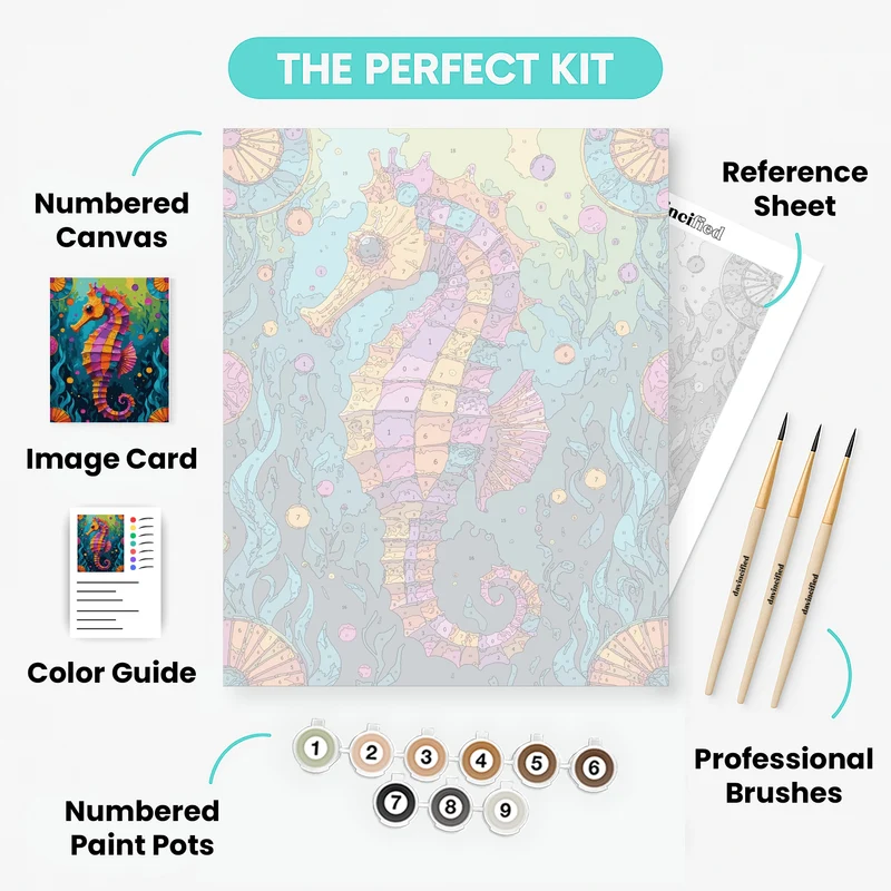 Vibrant Seahorse Underwater Paradise - Paint by Numbers Kit
