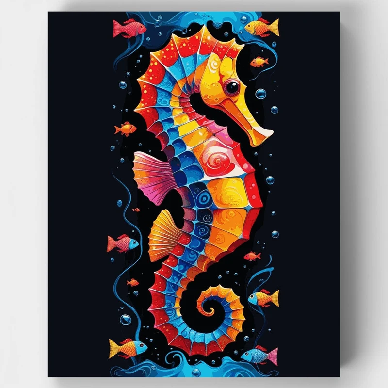 Vibrant Seahorse Underwater Fantasy - Paint by Numbers Kit