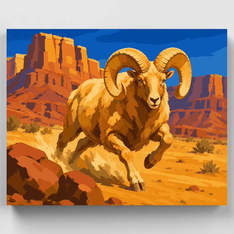 Desert Ram Charge - Paint by Numbers Kit