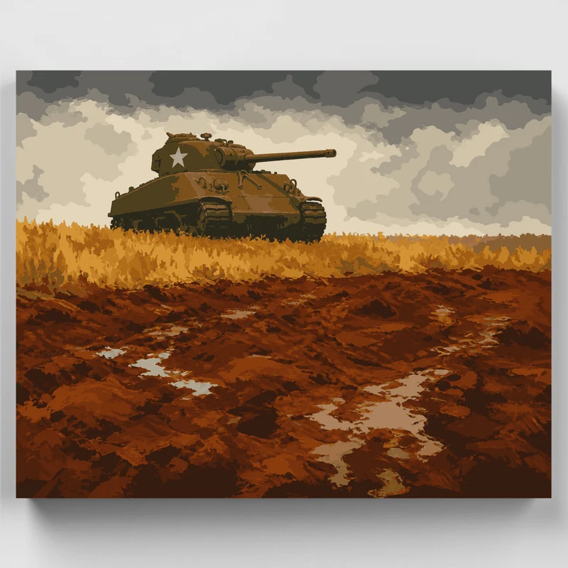 Sherman Tank Fields - Paint by Numbers Kit