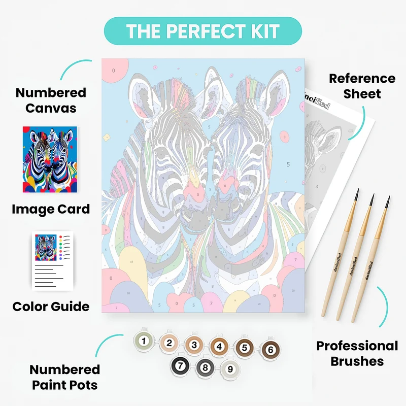 Colorful Zebra Duo - Paint by Numbers Kit