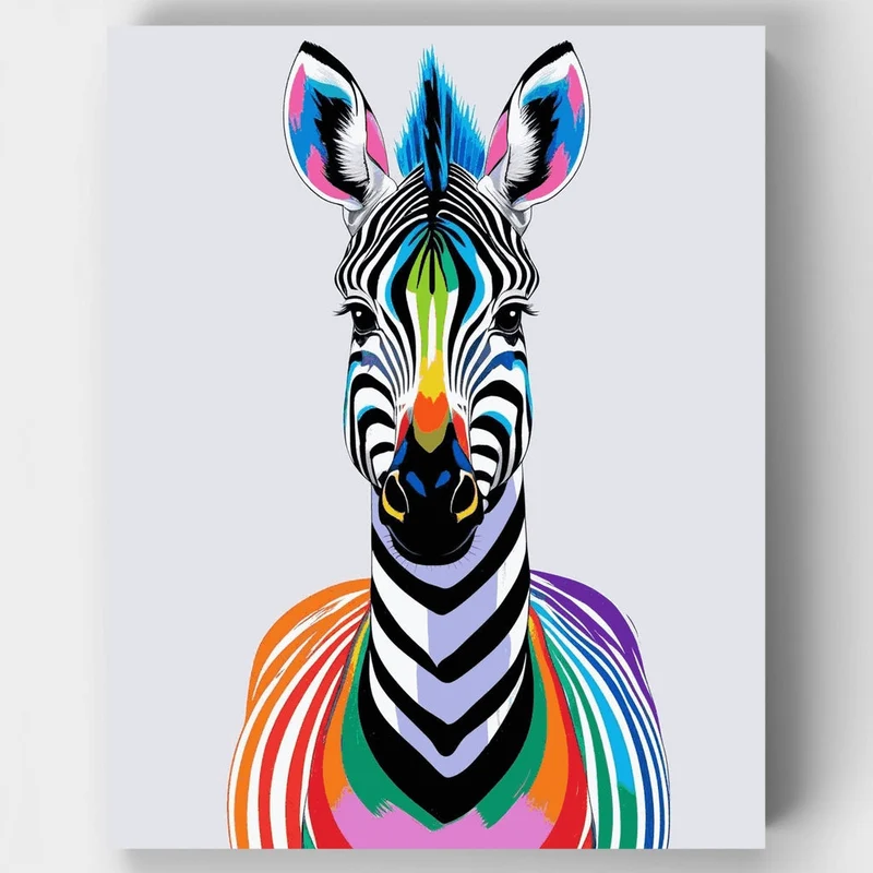 Colorful Rainbow Zebra - Paint by Numbers Kit