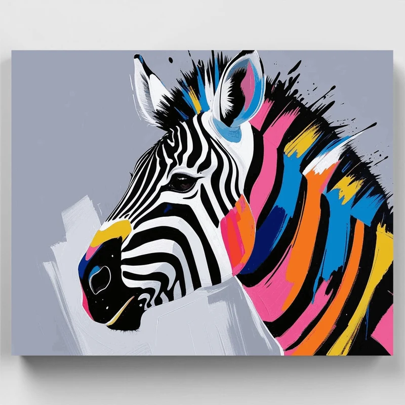 Colorful Zebra Art - Paint by Numbers Kit