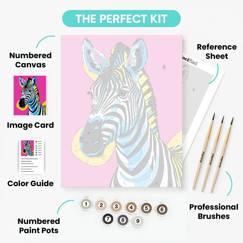 Psychedelic Pop Art Zebra - Paint by Numbers Kit