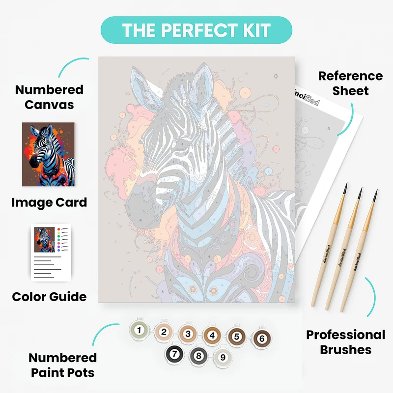 Vibrant Zebra Art - Paint by Numbers Kit