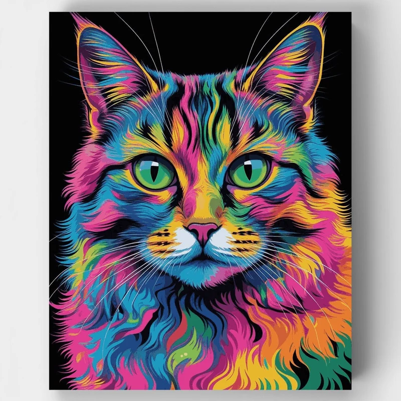 Psychedelic Rainbow Cat - Paint by Numbers Kit