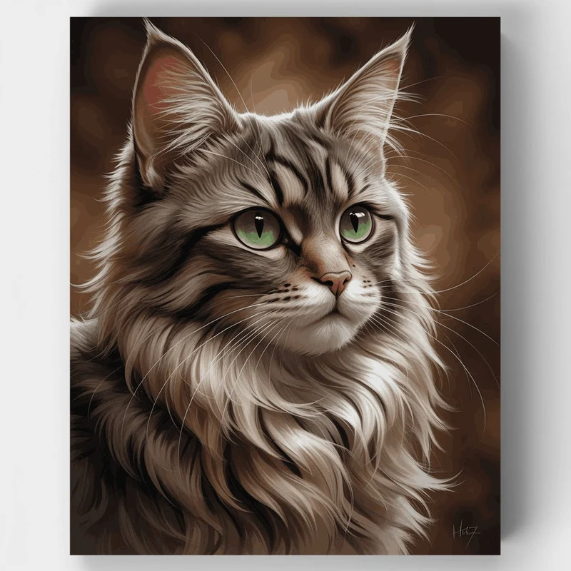 Majestic Maine Coon Cat Portrait - Paint by Numbers Kit