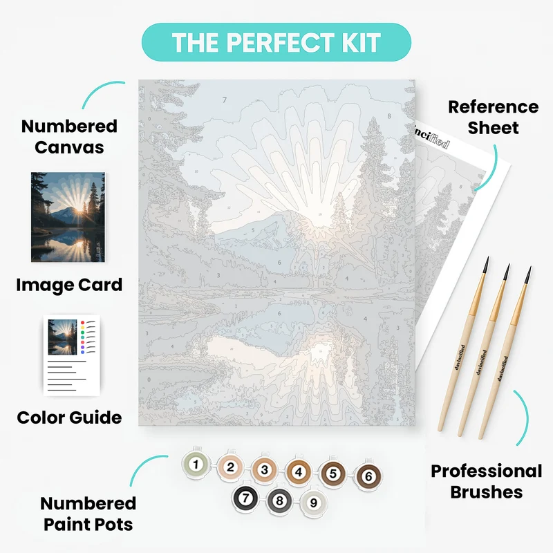 Mountain Sunrise Lake Reflection - Paint by Numbers Kit