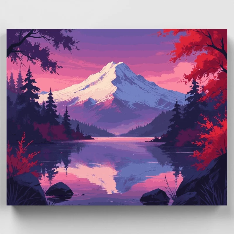 Purple Mountain Lake Twilight - Paint by Numbers Kit