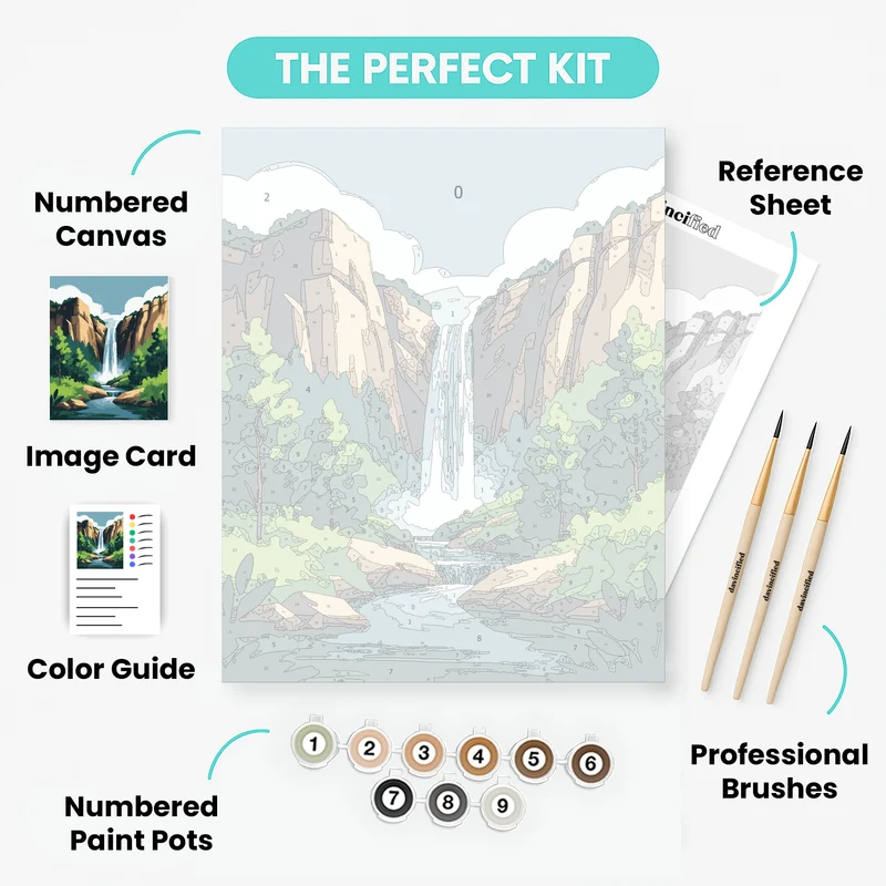 Rocky Canyon Waterfall Paradise - Paint by Numbers Kit