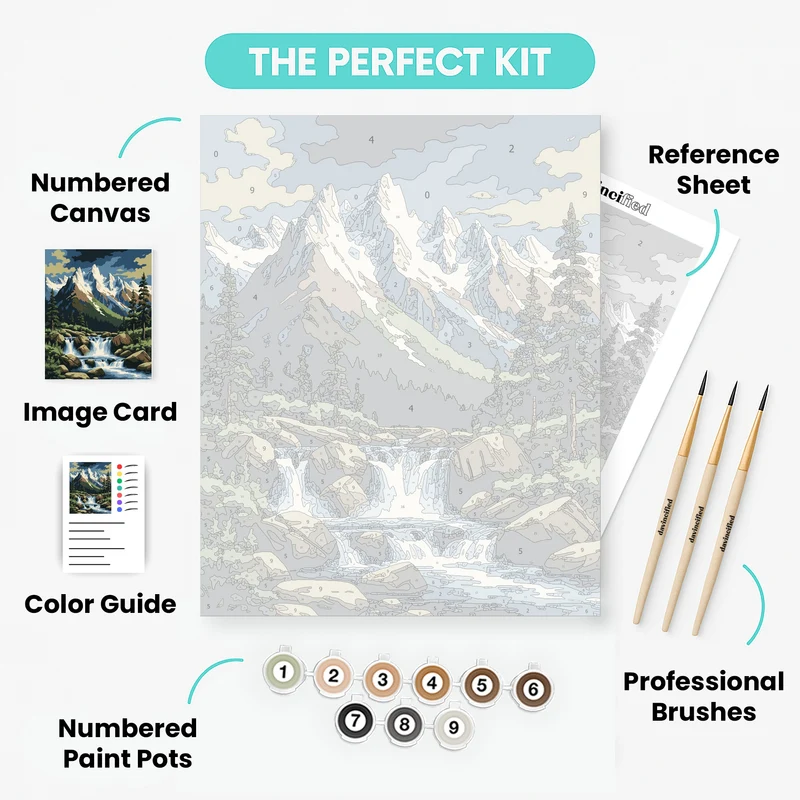 Mountain Waterfall Wilderness - Paint by Numbers Kit
