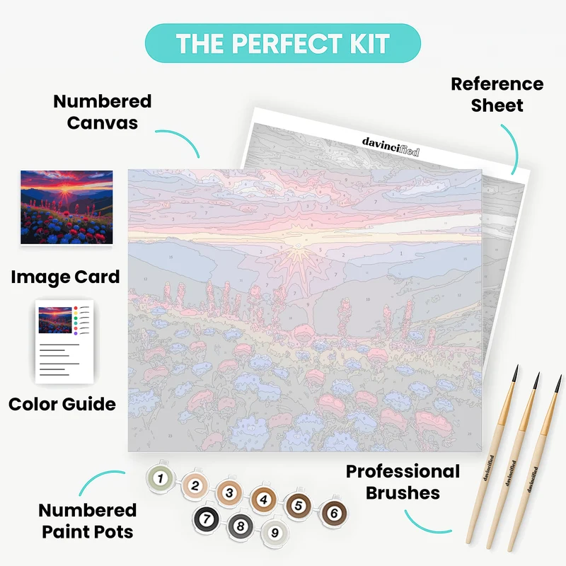 Mountain Wildflower Sunset - Paint by Numbers Kit