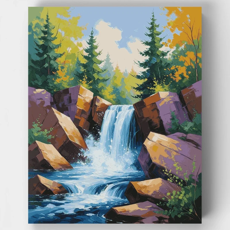 Forest Waterfall - Paint by Numbers Kit