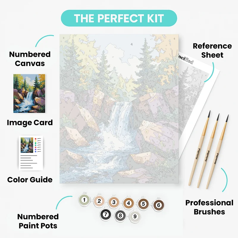 Forest Waterfall - Paint by Numbers Kit