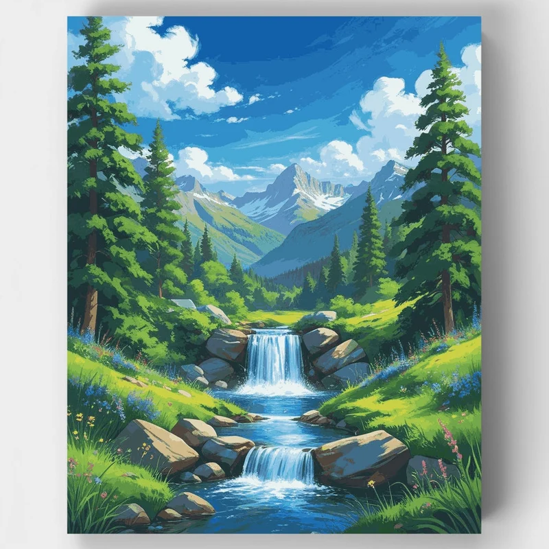 Mountain Stream Paradise - Paint by Numbers Kit