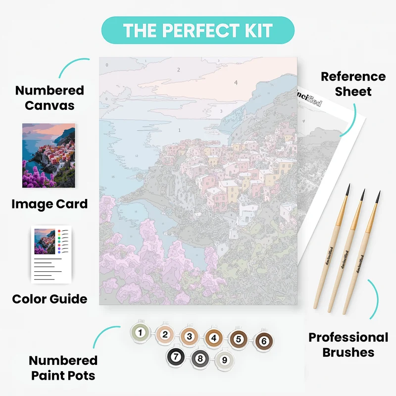 Cinque Terre Coastal Village Sunset - Paint by Numbers Kit