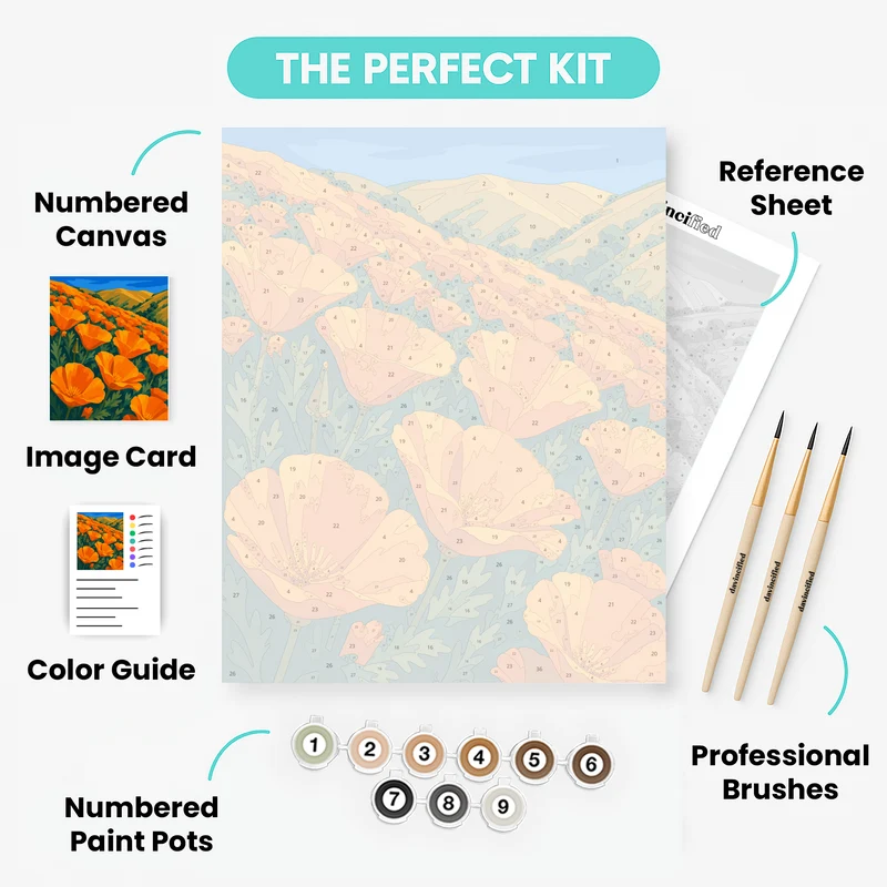 Golden Poppy Fields - Paint by Numbers Kit