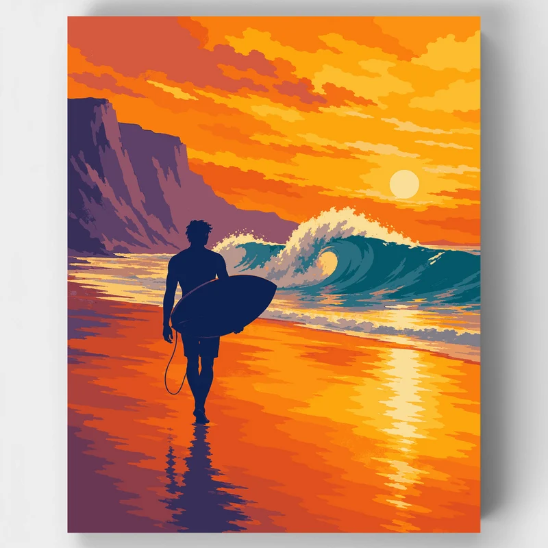Surfer at Sunset - Paint by Numbers Kit