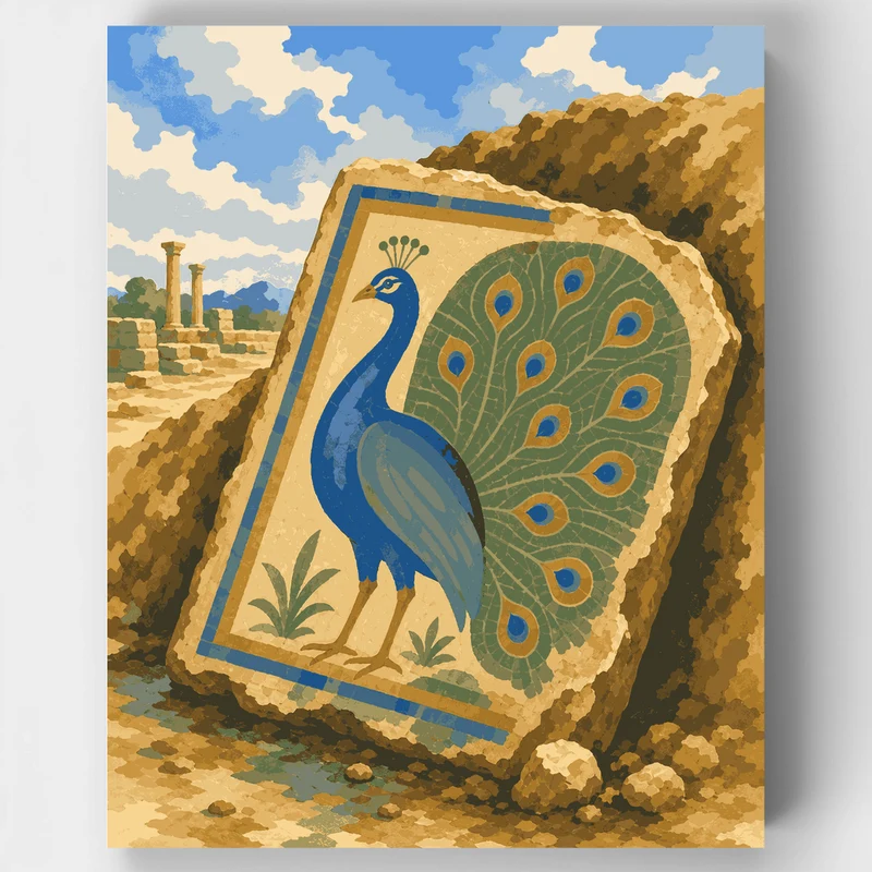 Ancient Peacock Mosaic - Paint by Numbers Kit