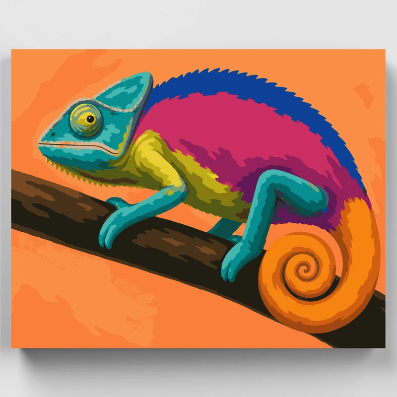 Rainbow Chameleon - Paint by Numbers Kit