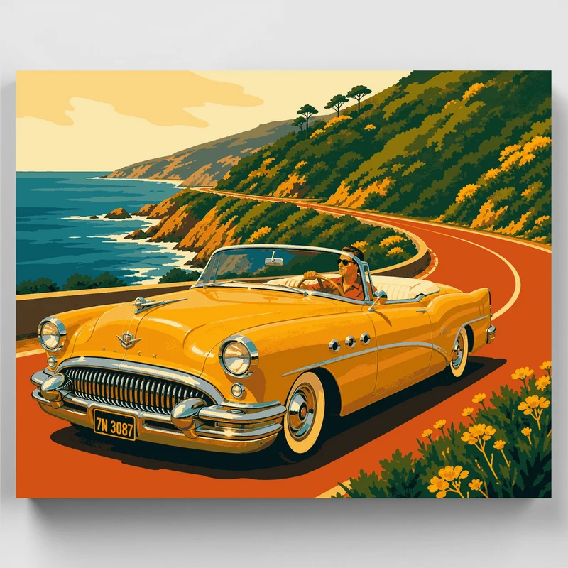 Golden Coastal Cruiser - Paint by Numbers Kit