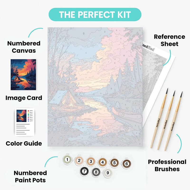Lakeside Camping Sunset - Paint by Numbers Kit