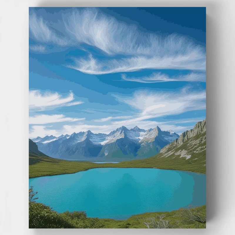 Mountain Lake Landscape - Paint by Numbers Kit