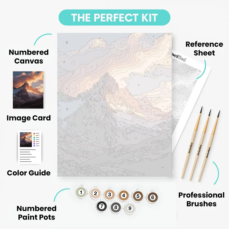 Majestic Mountain Peak at Sunset - Paint by Numbers Kit