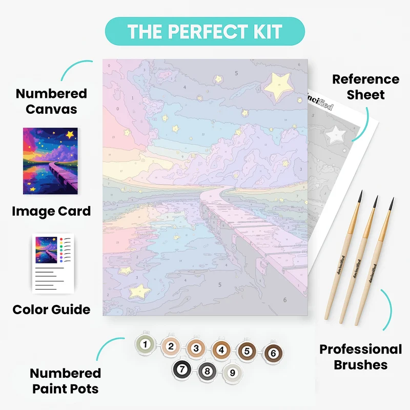 Starry Night Bridge Fantasy Landscape - Paint by Numbers Kit