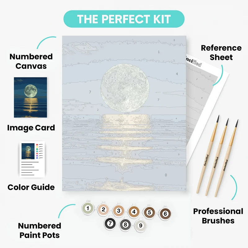 Moonlit Ocean Reflection - Paint by Numbers Kit