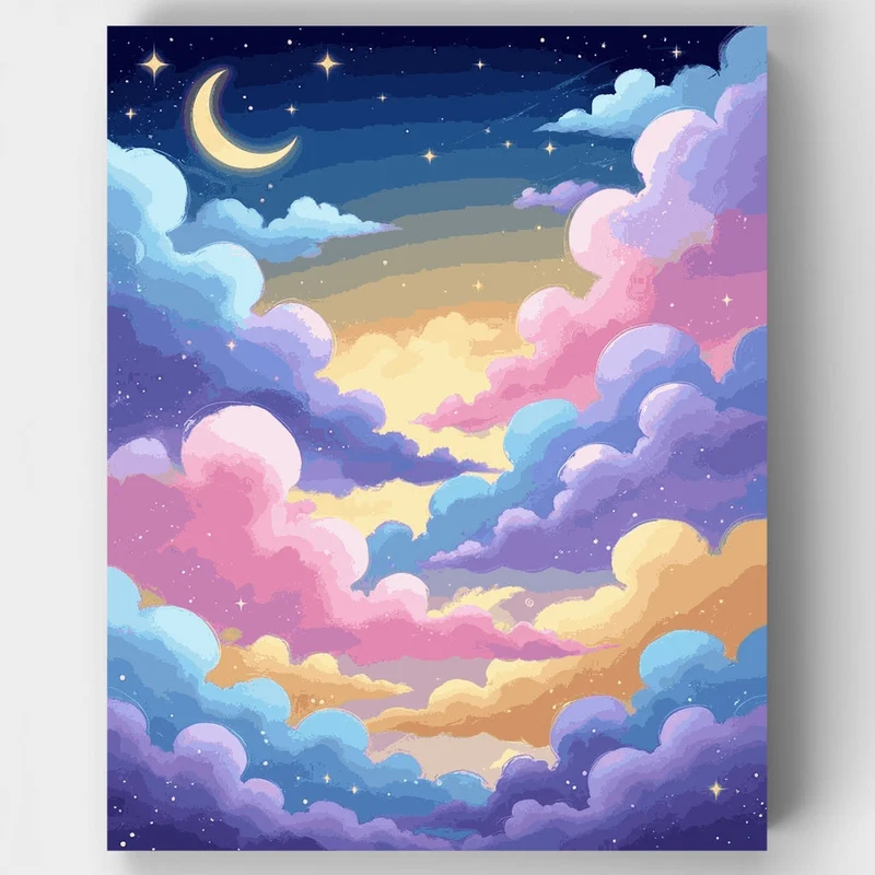 Dreamy Night Sky with Colorful Clouds - Paint by Numbers Kit