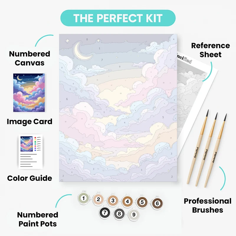 Dreamy Night Sky with Colorful Clouds - Paint by Numbers Kit