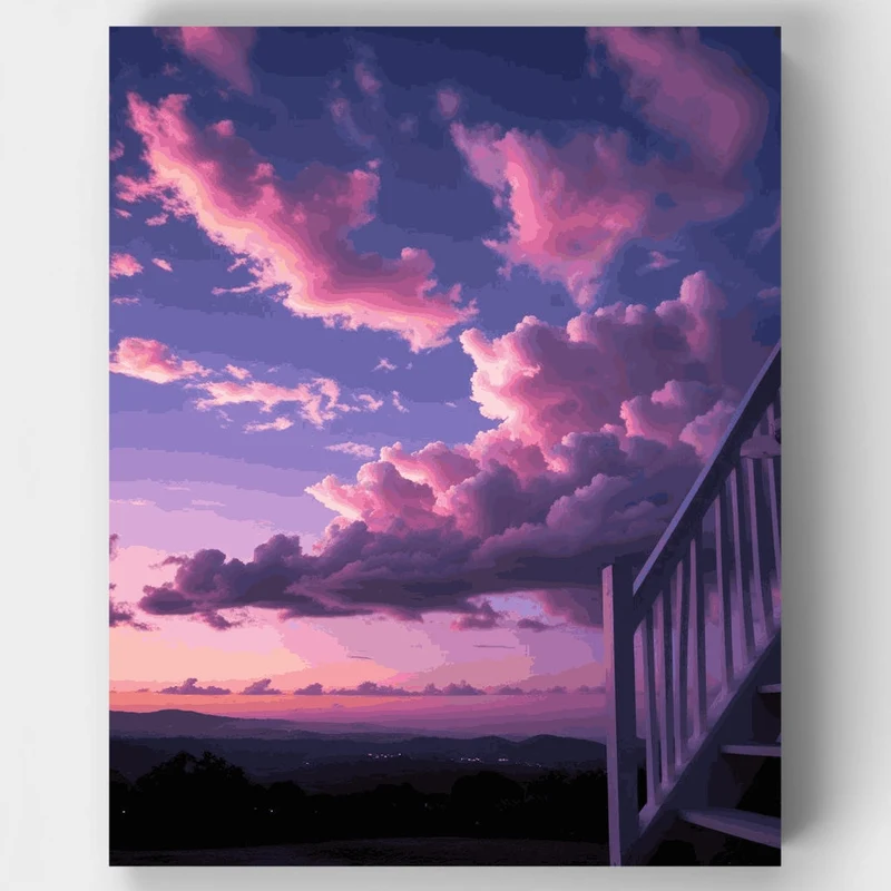 Dreamy Sunset Sky with Dramatic Clouds - Paint by Numbers Kit