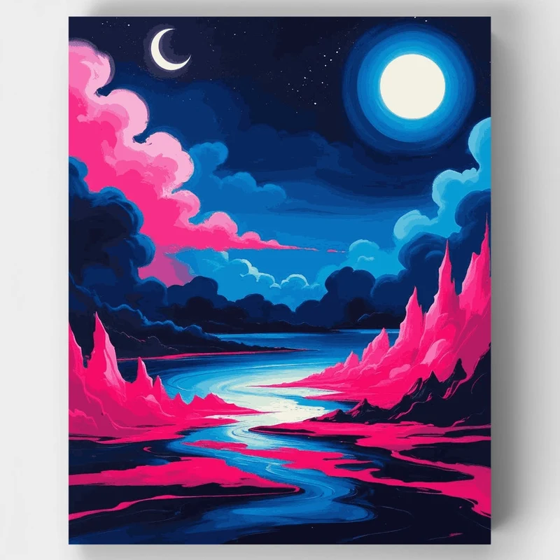 Surreal Moonlit Landscape - Paint by Numbers Kit