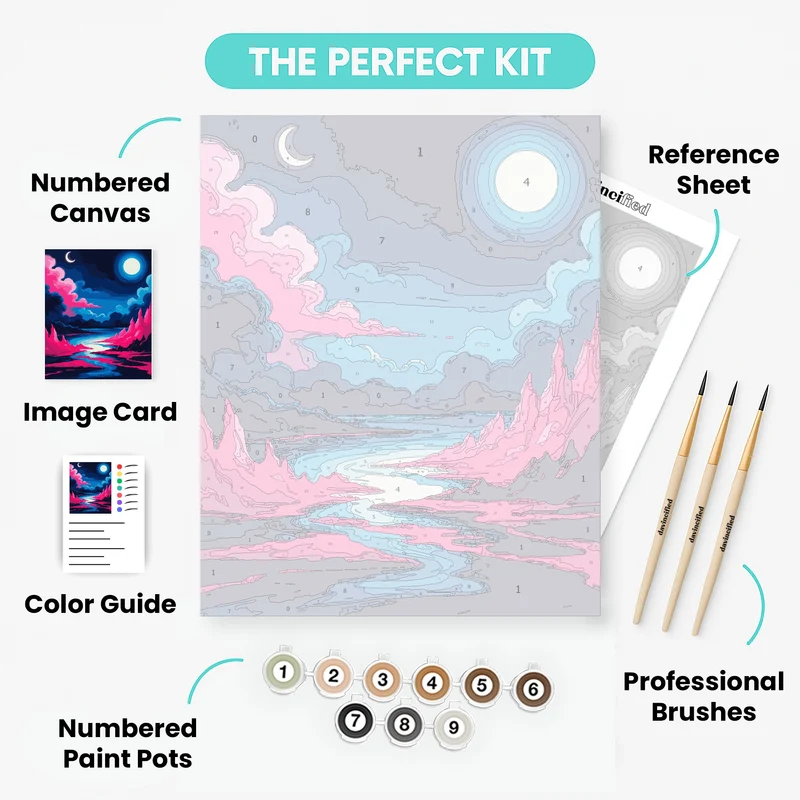 Surreal Moonlit Landscape - Paint by Numbers Kit