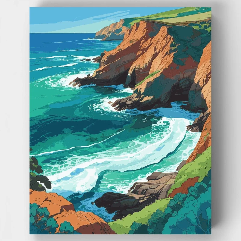 Coastal Cliffs and Turquoise Waters - Paint by Numbers Kit
