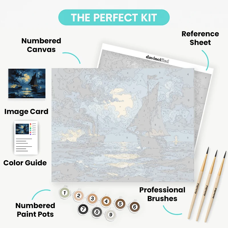 Maritime Adventure with Ships at Sea - Paint by Numbers Kit