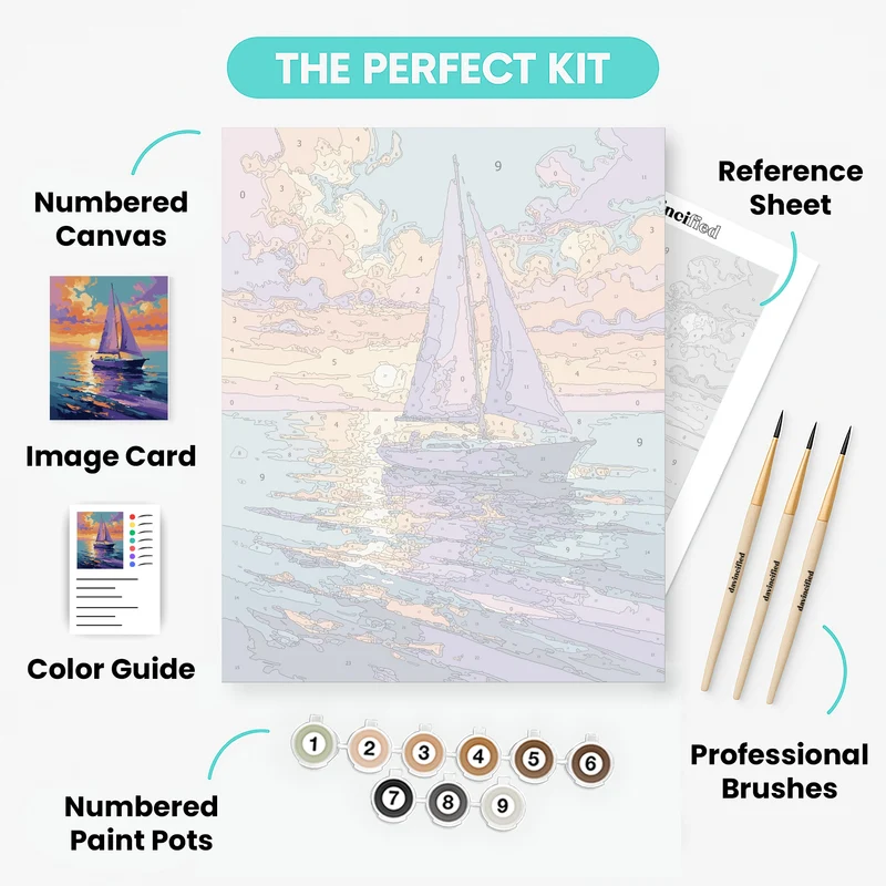 Sailboat Sunset Seascape - Paint by Numbers Kit