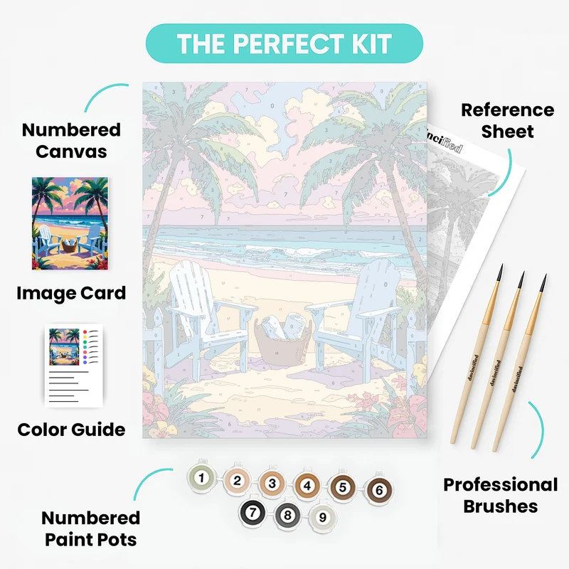 Tropical Beach Chairs Paradise - Paint by Numbers Kit