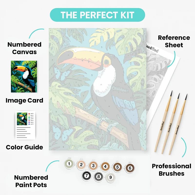 Tropical Toucan in Jungle Paradise - Paint by Numbers Kit