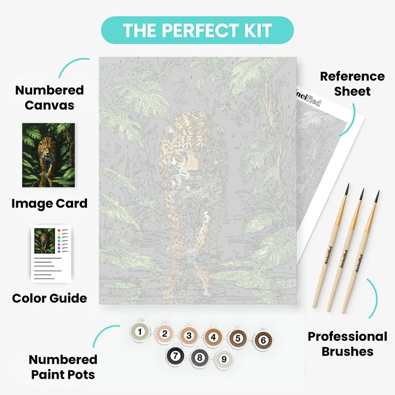 Jaguar in Jungle Stream - Paint by Numbers Kit