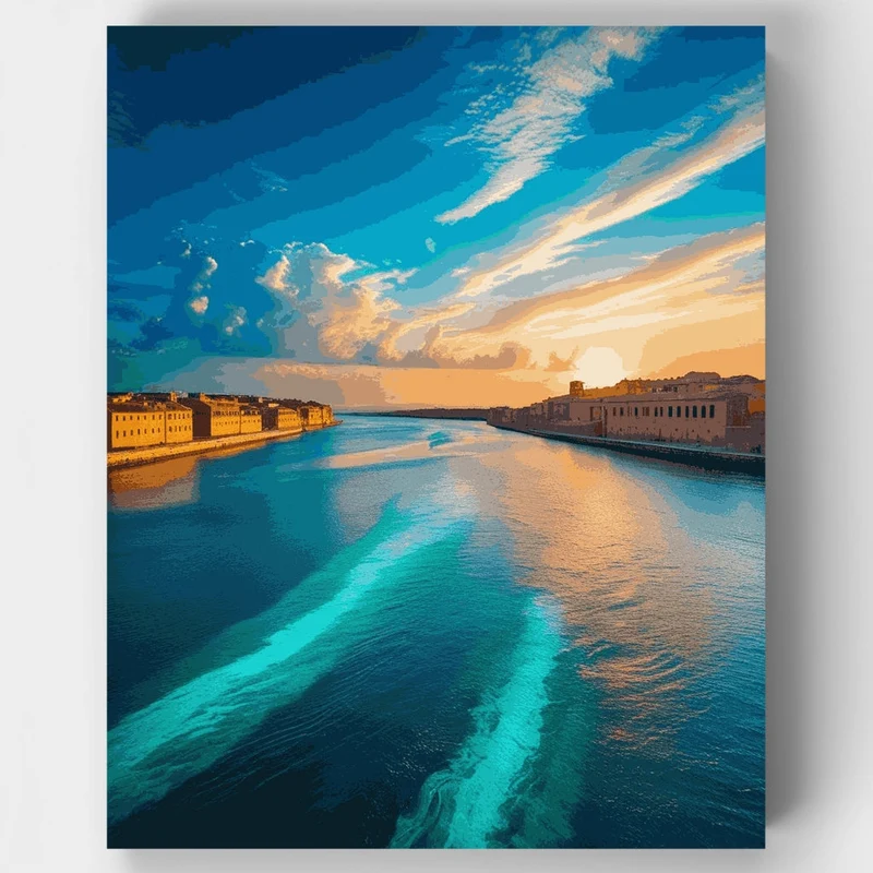 Mediterranean Harbor Sunset - Paint by Numbers Kit